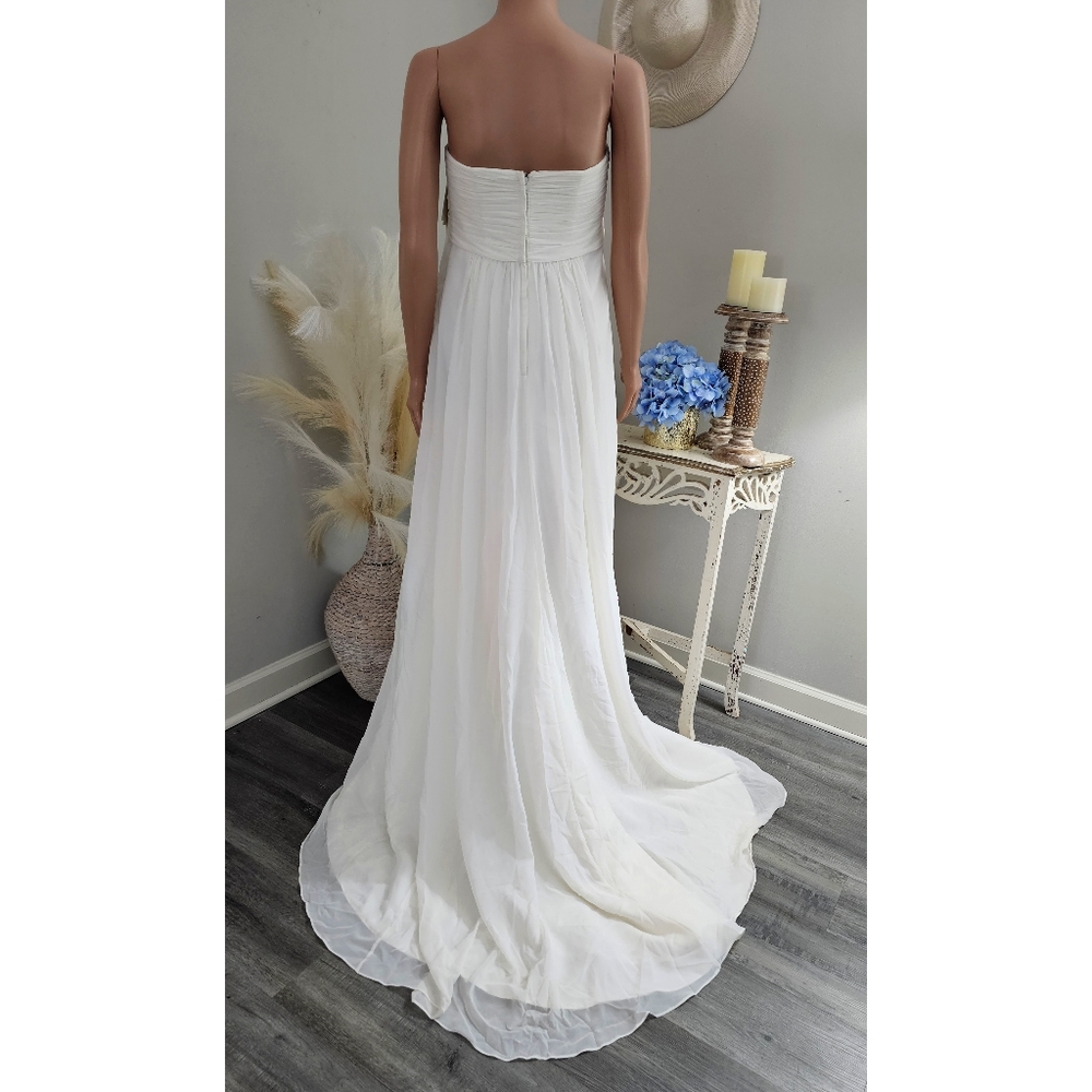 Goddess Off White David's Bridal Strapless Ruched Bride Formal Gown Dress - Picture 2 of 10